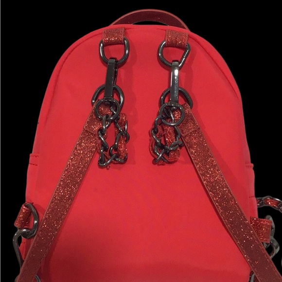 LE PANDORINE Red Quilted Mini Backpack Black Metal Accents Milano 🇮🇹 Italy - Picture 9 of 12